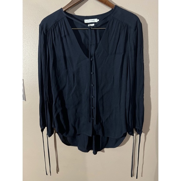 Frame Black 3/4 Sleeve Buttoned Blouse - Picture 1 of 4
